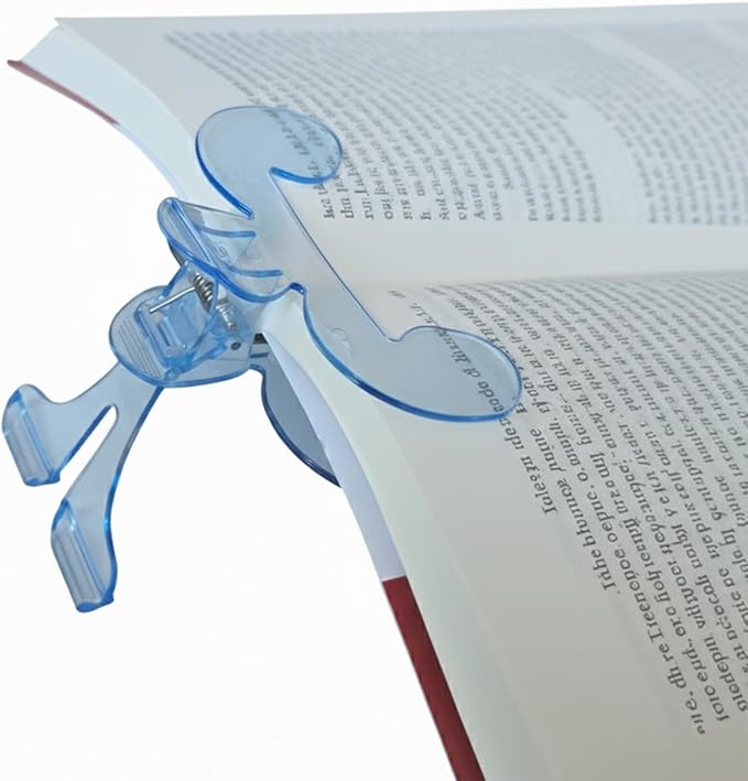 2 PCS Portable Book Page Holder Clip, Transparent Blue, Hands-Free Reading Stand with 12 Degree Ergonomic Scientific Rack for Students, Teachers & Clerks
