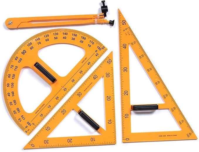 Math Ruler Magnetic Classroom Math Geometry Tool Set Enhances Classroom Learning, Easily Mounts to Blackboard Protractor Measuring Ruler Triangle Ruler (3pc)