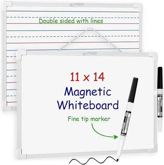 EXTRIC Dry Erase Board 11" x 14" – Magnetic, Double-Sided (Lined & Blank) Mini Whiteboard with Marker, Small Lap Board for Classroom, Homeschool