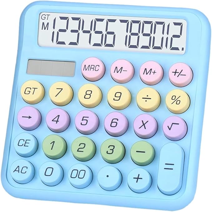 Desktop Calculator 12 Digit,Dual Solar Power and Battery,and LCD Display, Big Buttons, for Home, Office, School, Class and Business, 4 Function Small Basic Calculators for Desk