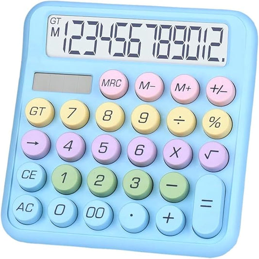 Desktop Calculator 12 Digit,Dual Solar Power and Battery,and LCD Display, Big Buttons, for Home, Office, School, Class and Business, 4 Function Small Basic Calculators for Desk