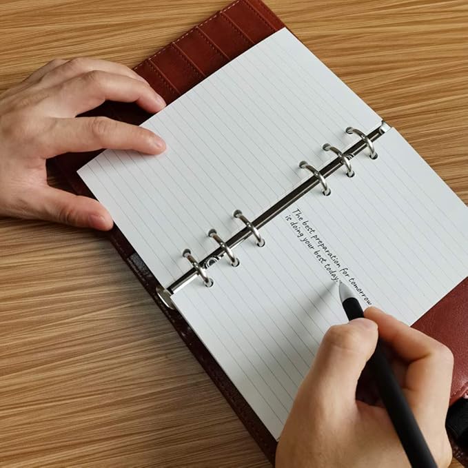 (2 Pack) A6 Lined Refill Paper, 200 Sheets/400 Pages Loose Leaf Paper for Filofax Personal Binders, 6 Holes Punched, 100gsm Ruled White Pages, 3.75'' x 6.75''