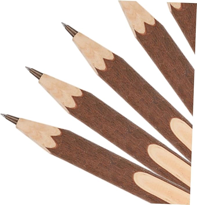 SEWACC Natural Wood Ballpoint Pens 13cm Set of 10 Biodegradable Tree Bark Writing Pens for Office and School Use