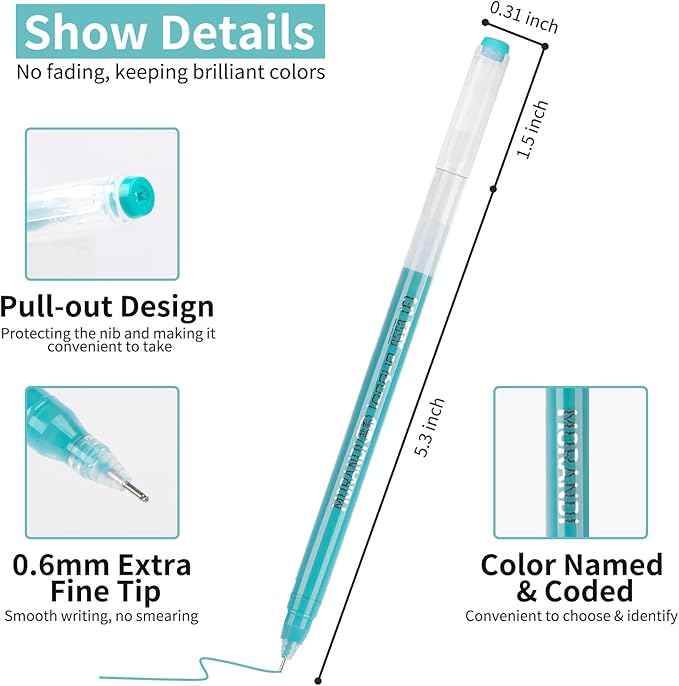 Gel Pens For Coloring, 18 Pack Colored Pens for Black Paper & White Paper, 0.6MM Fine Point Pens for Coloring, Writing, Drawing, Journaling, Note Taking, Office, Home
