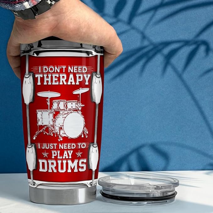 SANDJEST Drummer Tumbler 20oz Stainless Steel Insulated Tumblers Drum Coffee Travel Mug Gift for Drummers