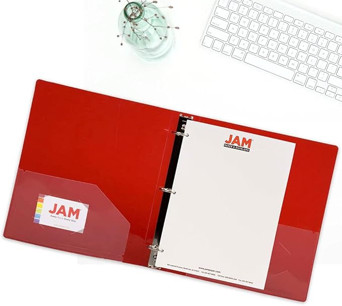 JAM PAPER Plastic 2 inch Binders - Assorted 3 Ring Binders (Red, Blue, Green & Orange) - 4/Pack