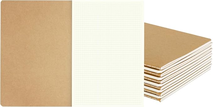 zmybcpack 12 Pack Graph Paper Notebook Journal Notebook Square Grid Paper Notebook for Travelers, Students, Office - Subject Notebooks - A5 Size, 8.26”x5.5”, 64 Square Grid Pages/32 Sheets
