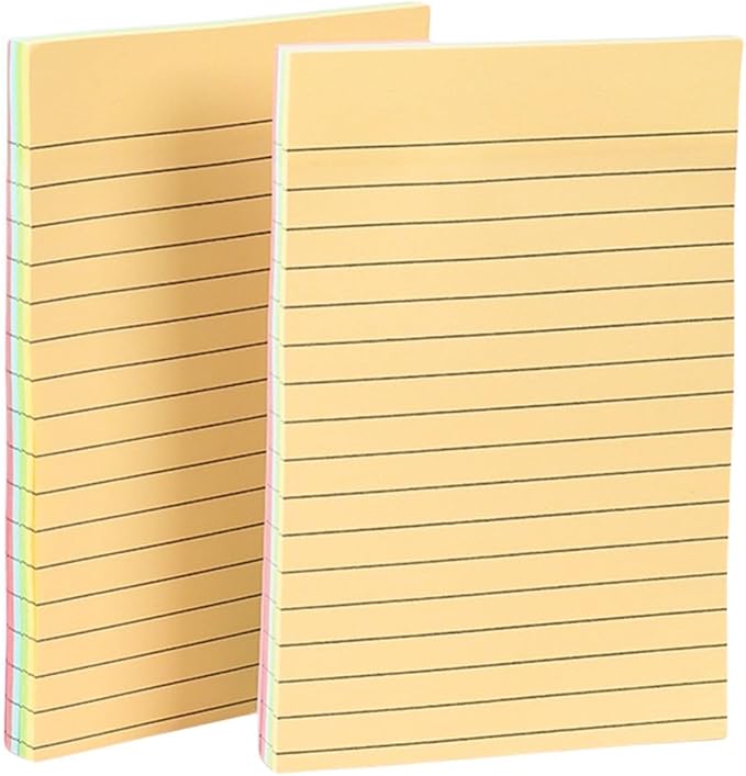 MOLOPPO Lined Sticky Notes, 4"x 6", 4 Color