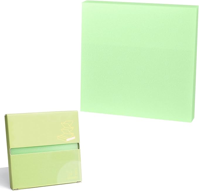 100 Sheets Transparent Sticky Notes 3x3 Inch, Pull-Out Design Pop Up Self-Stick-Notes, Cute Clear See Through, Waterproof, Easy to Post It Office Supplies, Home, Notebook, Reusable （Green）