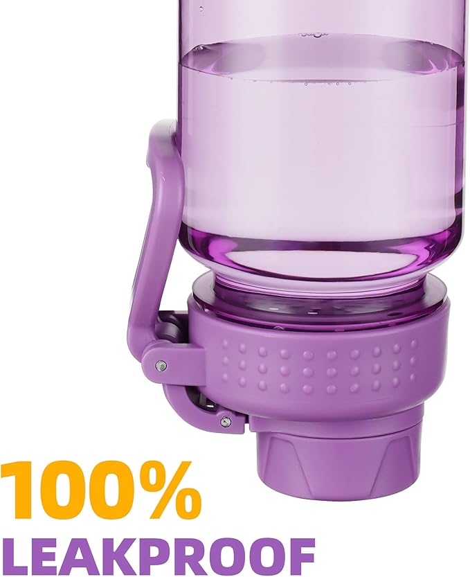 OLDLEY 32 oz Water Bottle, Sports Tritan Water Bottle with Carry Handle and Spout Lid, Leakproof & BPA Free Large Water Bottles for Home,Travel, School, Outdoors, Gym,Dark Purple