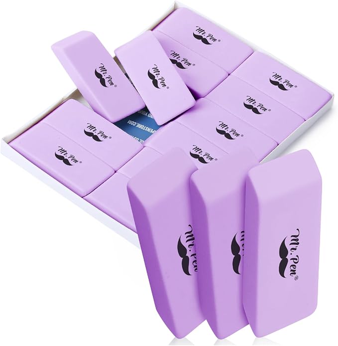 Mr. Pen- Pencil Eraser, 12 Pack, Purple
