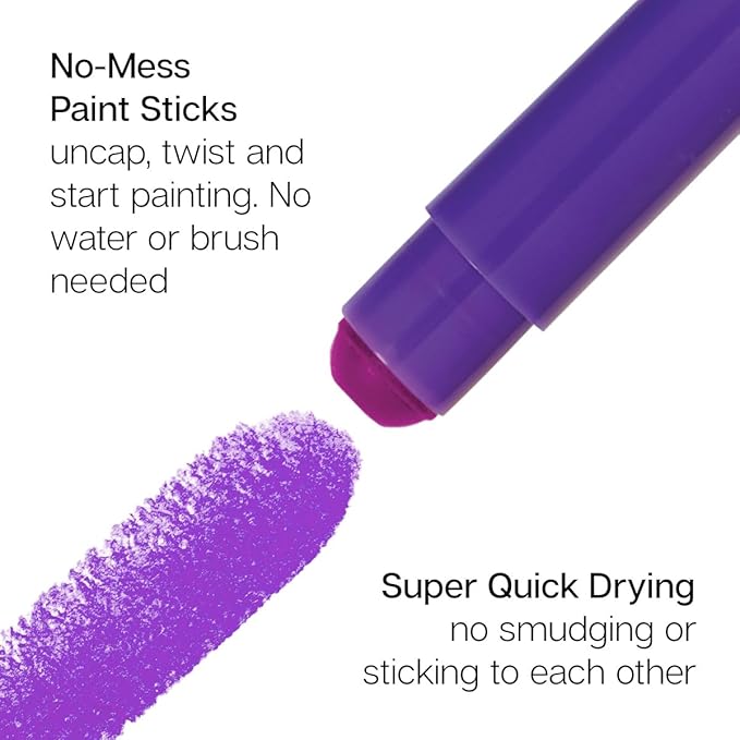 KINGART TEMPERA PAINT Sticks, Set of 24 Rich Colors, Solid Tempera Paint, Super Quick Drying, Non-Toxic, Work Great on Paper, Canvas, Wood, Glass and more