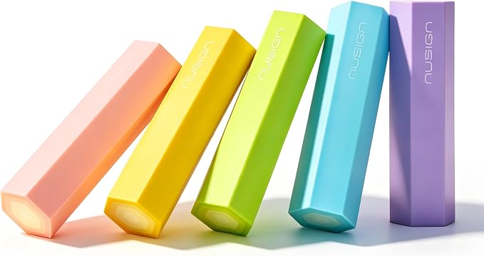 NUSIGN Pencil Erasers, 5 Pack, Soft Multicolor TPE Twistable Erasers for Kids