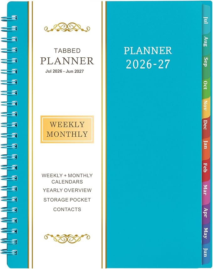 2026-2027 Planner - Planner 2026-2027, Weekly and Monthly Planner with Tabs, July 2026 - June 2027, 6.25" × 8.3", Strong Twin-Wire Binding