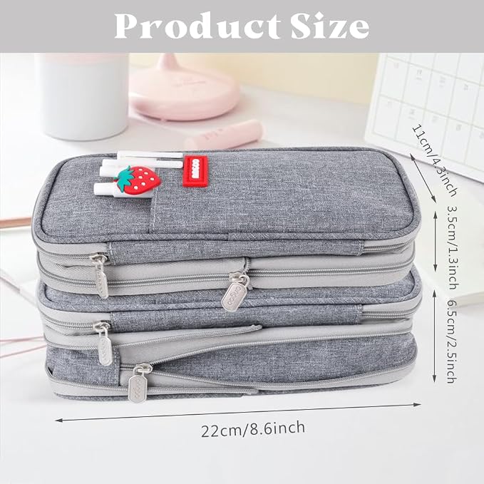 iSuperb Foldable Pencil Case Zipper Big Capacity Aesthetic Canvas Pencil Pouch Compartments Stationery Organizers Pen Bag for Kids Girls Boys Teen Child Student School Supplies Makeup Bags