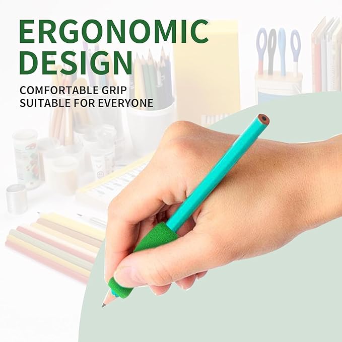 6Pcs Colorful Special Supplies Foam Pencil Grips Soft Foam for Adults, Open Slip Insert Pen Paint Brush Holder Ergonomic Right Left-Handed Use for Handwriting, Drawing, Counter Pens