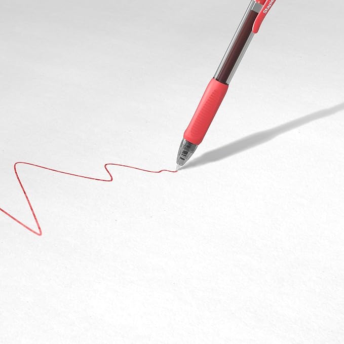 Staples ProGel Retractable Gel Pen, Fine Point 0.7mm, Red Ink, 5-Pk | Smooth-flow ink for editing, mark-up, and everyday office writing.