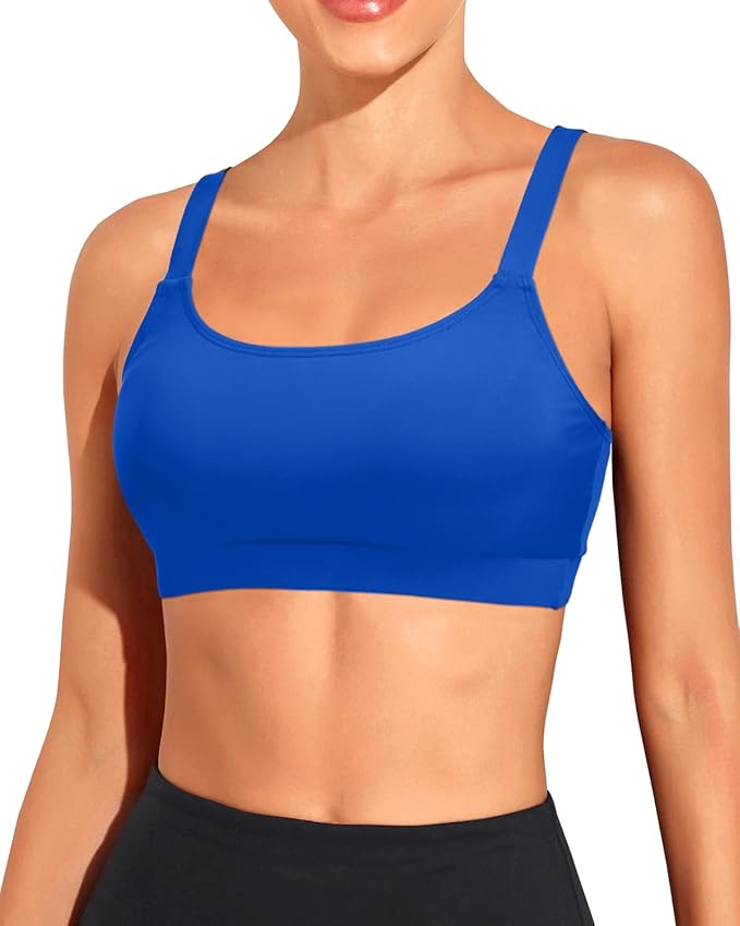 Tempt Me Women Sports Bra Bikini Tops Scoop Neck Bathing Suits Top Padded Swim Crop Tops Only