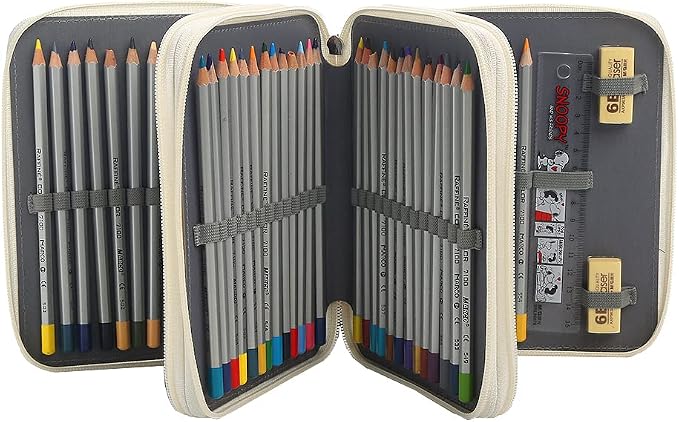 72 Slots Pencil Case Organizer w/Removal Handle Strap | 3-Layer Zipped Pencils Box Large for Colored Pencils Watercolor Pencils for Office and Travel for Artist