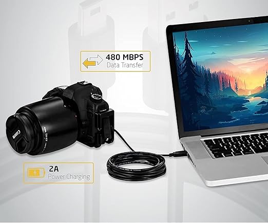 BRENDAZ Mini USB Cable 15ft., Durable USB Mini to USB Charging Cord & Data Transfer Compatible with GoPro HERO4 Hero 3+, Garmin GPS, TI-84 Plus, TI84 Calculator, Dash Cam, DSLR Camera, USB Mic.