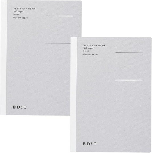 MARK'STYLE EDiT Designed for Clear Thinking, Thin, Lightweight, and Smooth to Write On” — 160-Page Notebook (A6 (Blank) (Pack of 2))