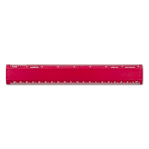 Alumicolor Aluminum Desk Ruler, 8IN, Red