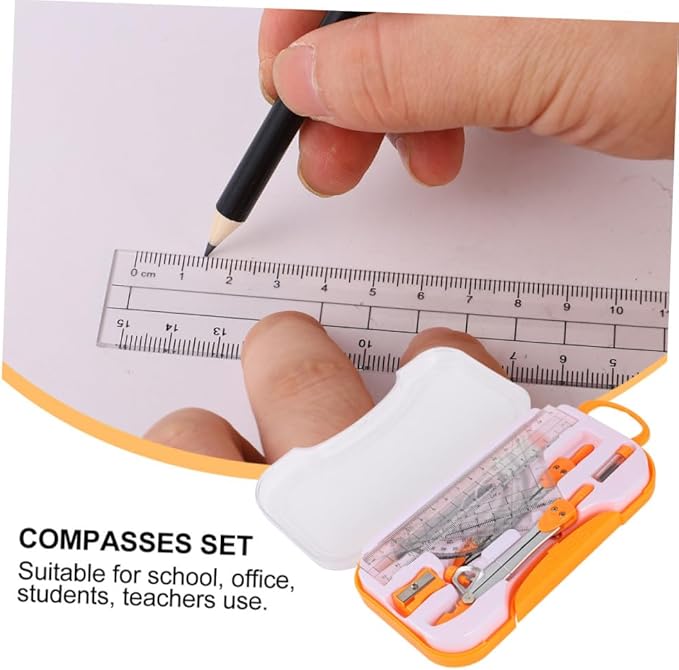 Metal Compass Drawing Tool Set 10pcs Geometry Ruler Kit for Students with Math Drawing Compasses Suitable for School Exams and Drafting Random Color