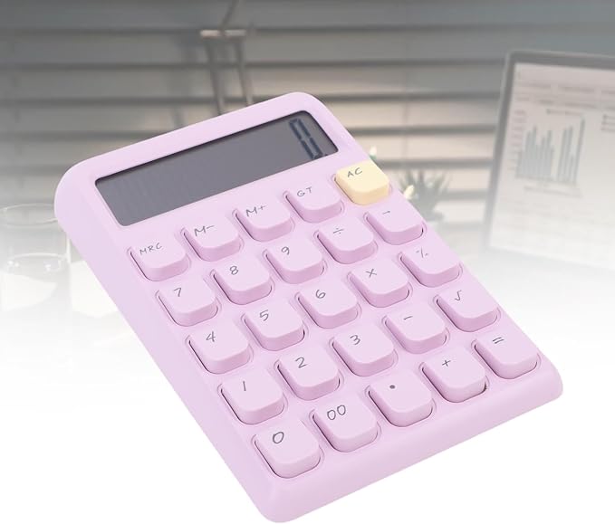 Aramox Basic, Smart, Portable Calculator with Large Display for School and Office Use, Powered by Solar Energy, Compact Design, Mechanical Keys (Purple)