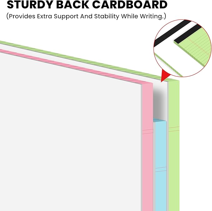 3pcs Legal Pads 8.5 x 11,Notepads 8.5 x 11 Inch, 30 Sheets/Pack, Color Note Pads Clear Print Writing Pads of Paper, Perforate Wide Ruled Lined with Sturdy Back for Office, Business & School Supplies