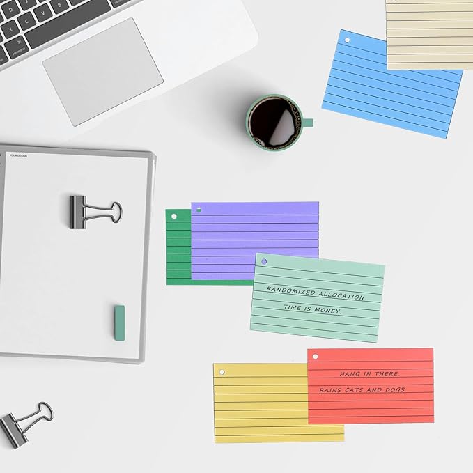 Index Cards 3x5 Inch, 800PCS Flash Cards with Rings 8 Colors Ruled Index Cards, Assorted Lined Colored Flashcards, Thin Note Cards Paper, Study Card Memo Scratch Pad for Home Office School