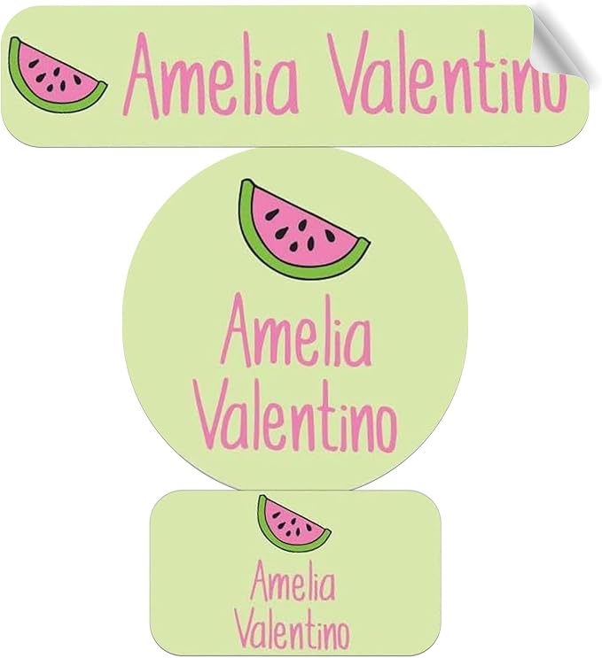 Label Daddy Personalized Name Labels for School, Watermelon Design | Waterproof Name Tags for Kids, Washable Custom Daycare Labels, Clothes, Lunchboxes, Water Bottles and More, 128 Ct & 256 Ct