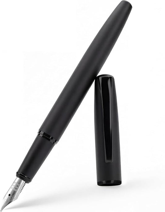 Super Smooth Writing Fountain Pen Set,Includes 2 Hand Polished Iridium Nibs(Fine & Extra Fine),8 Ink Cartridges,2 Ink Refill Converter and Gift Box,Best Pen Gift Set for School,Office(Black)