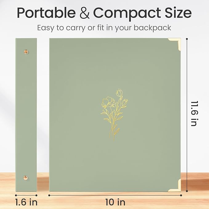Sooez 3 Ring Binder 1 Inch with Foil Stamping & Metal Corner, Letter Size