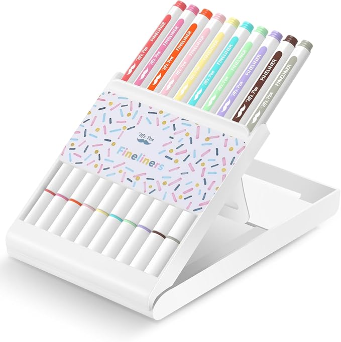 Mr. Pen- Colored Fineliner Pens with Stand, 10 Pack, Fine Point, Smooth Bible Journaling Pens for Detailed Drawing, Note-Taking, Coloring, Sketching, Planning & Art Projects, School Supplies