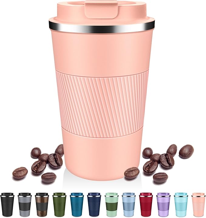 DUBUXW Insulated Coffee Tumblers with Flip Lid 12oz / 17oz, Stainless Steel Travel Coffee Mug Leak Proof, Vacuum Insulated Coffee Mug Reusable Cup, Keeps Cold and Hot for Coffee Tea