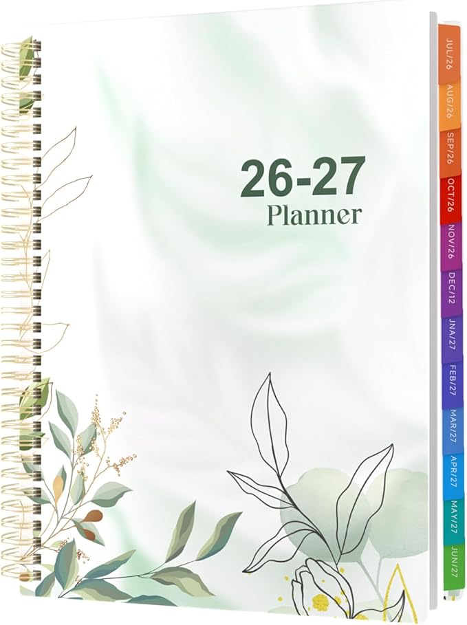 Planner 2026-2027 Weekly and Monthly A4 Size - Agenda 2026-2027 July 2026 - June 2027, A4 Spiral Binding Agenda with Monthly Tabs, Inner Pocket, 100gsm Thick Paper (8.5" x 11")