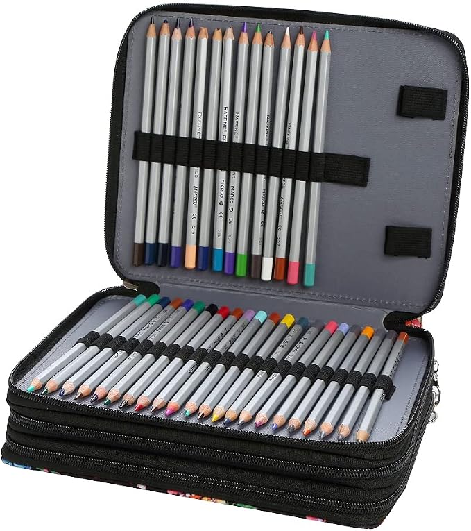 120 Slots Colored Pencil Case Organizer, 3 Layer Bag | Twill Oxford fabric,127 elastic loops,detachable handle,for travel, home storage,drawing tools,creative gifts