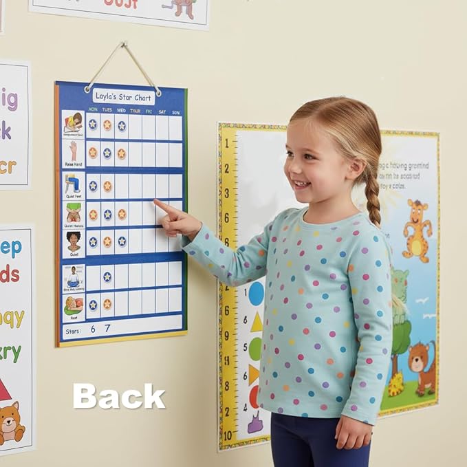 SchKIDules Magnetic Visual Schedule & Progress Chart for School; 2-Sided 18” Folding Board Plus 141 Magnets for Daily Routines, Positive Behavioral Supports, Special Ed, Preschool, ADHD & Autism