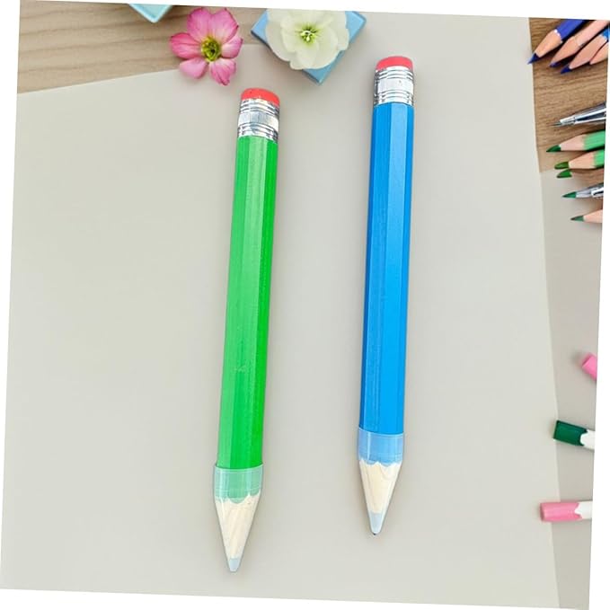 4pcs Colorful Jumbo Pencils Ergonomic Wooden Giant Pencils for Boy Girl Props for Drawing and Writing for Preschoolers and Kindergartens