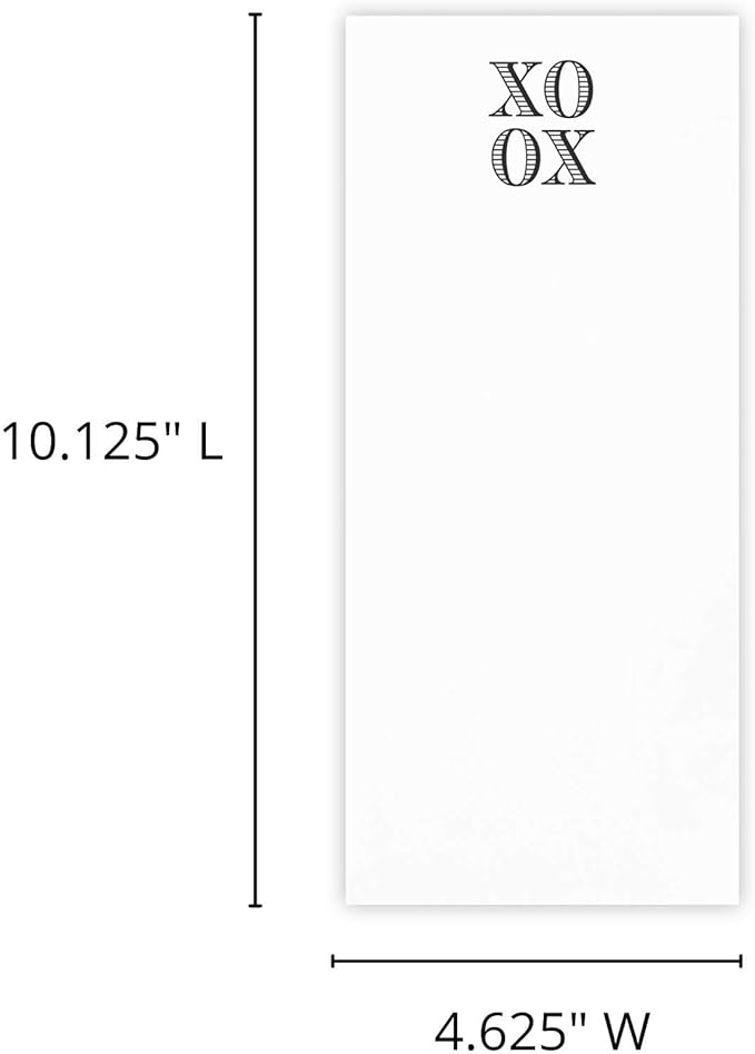 Santa Barbara Design Rectangular Acrylic Notepaper Holder with 125 Sheets Heavyweight Paper, 10" x 4.5", XOXO