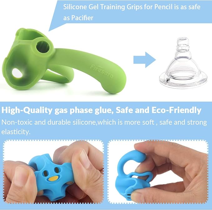 Training Grips For Pencil, Firesara Training Grips for Kids Handwriting Ergonomic 5 Fingers Fixed Sets for Trainer Handwriting Posture Correction, Assorted Pencil Grips for Righties and Lefties (3Pcs)