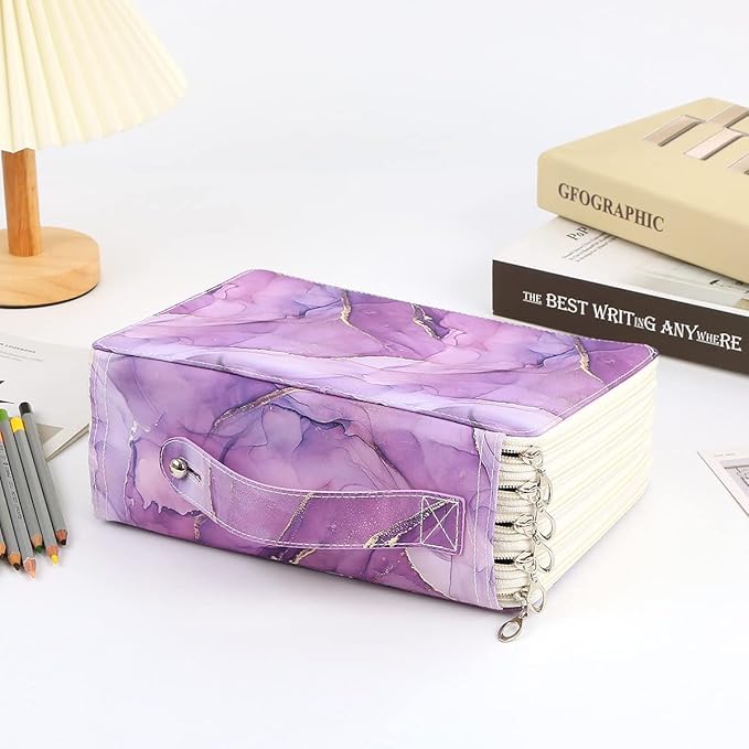 Portable Colored 250 Slots Pencil case Organizer with Printing Pattern for Watercolor Pens or Markers, Pencil Case Organizer for Artist