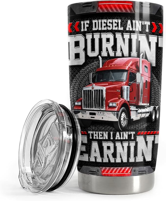 SANDJEST Truck Driver Tumbler 20oz Stainless Steel Insulated Travel Mug Cup for Men Dad Husband Trucker Gifts for Birthday Christmas Fathers Day