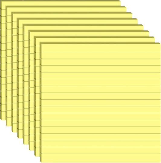 Qeeenar 8 Pads Big Sticky Notes 11 x 11 Inch Lined Jumbo Large Sticky Notes for Wall,Giant Strong Power Memo Square Post for Office, 25 Sheets/Pad (Yellow Color)