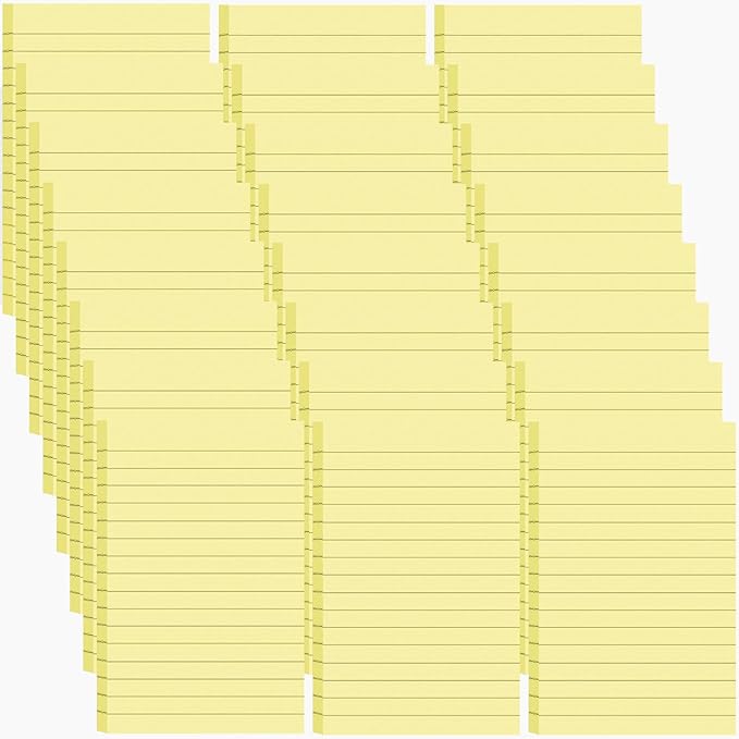 24 Pack Lined Sticky Notes 4X6 in, Self Sticky Note Pads with Lines, Large Sticky Note Memo Pad for Office, Home, School, Meeting, 50 Sheets/pad, Yellow