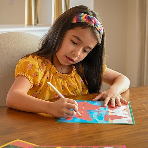 READY 2 LEARN Magic Scratch Paper - Transport - 10 Vibrant Scenes - Scratch Art for Kids - Reveal Colorful, Travel Designs