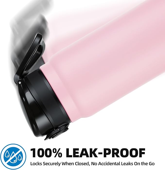 Fanhaw 20 Oz Insulated Stainless Steel Water Bottle with Chug Lid – Wide Mouth, Leak-Proof, BPA-Free – Ideal for Kids, Adults, Sports, Gym, and Outdoor Use (Pink)