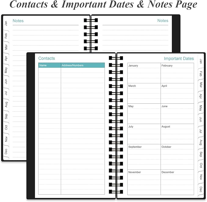 2026-2027 Monthly Planner - January 2026 - June 2027, Two Pages Per Month, 18 Monthly Calendar/Planner with Tabs, Strong Twin-Wire Binding, Inner Pocket, 3.75" x 6.5", Black