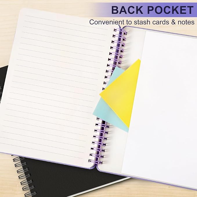Lined Spiral Journal Notebook with 160 Pages, 7.8×10in, B5 Spiral Notebook, Journaling Notebooks for Work, School, Women, Men, College Ruled Spiral Notebook, Hardcover Leather Journals, Purple