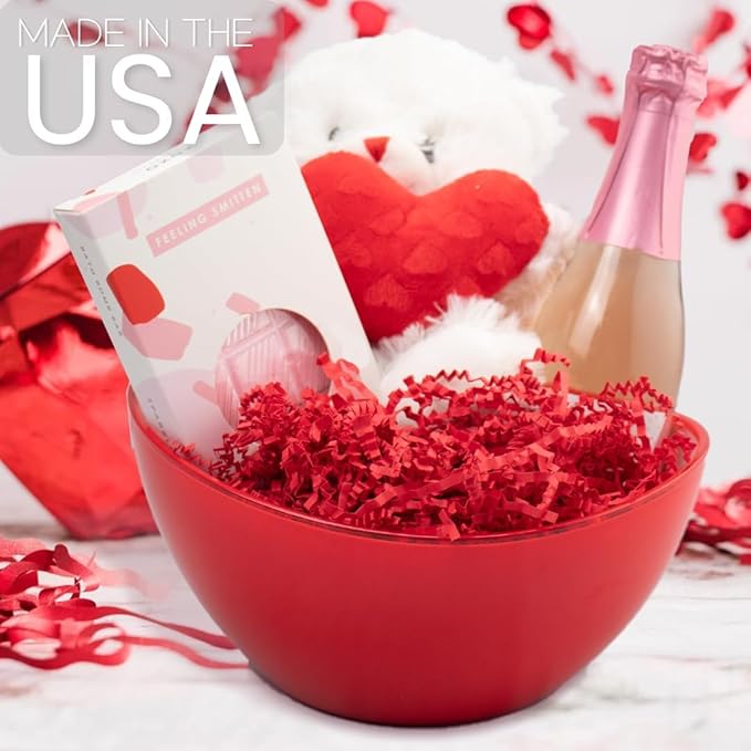 MagicWater Crinkle Cut Paper for Gift Baskets - 5LB - Red - Perfect for Shredded Paper Filler, Basket Filler, Gift Boxes, Bridesmaid Gifts, Christmas Stuffers & More – Ideal for All Occasions